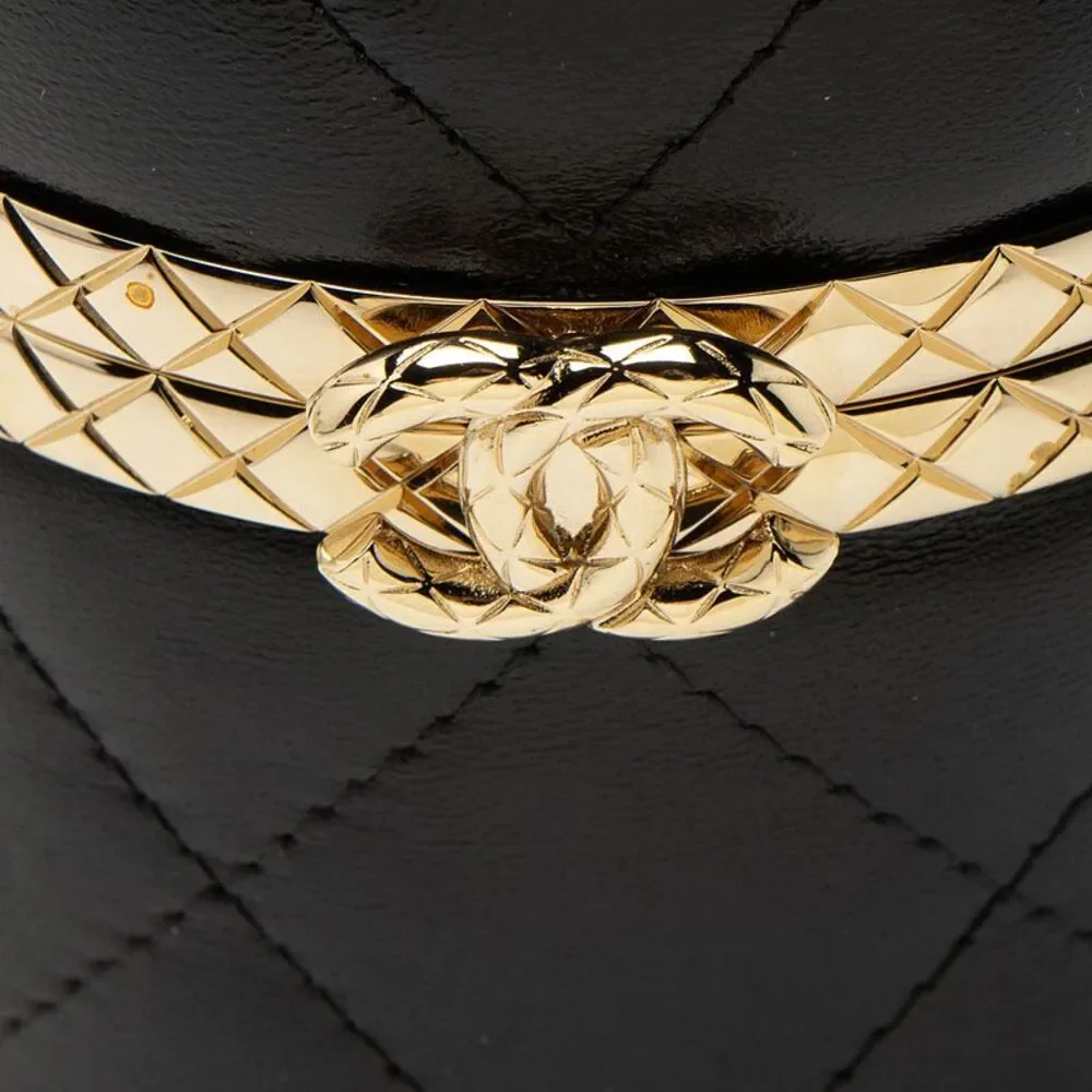 Chanel Lambskin Lock Frame Round Mini Vanity Case with Chain - Picture 9 of 10